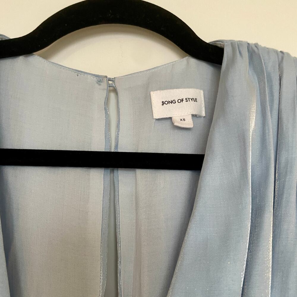 Song of Style REVOLVE Baby Light Blue Tucker Mini Dress sz XS Faux Wrap Belt - Picture 7 of 16